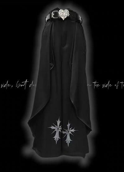 【Miub】Three-dimensional wide silhouette mode black slacks pants  MB0003