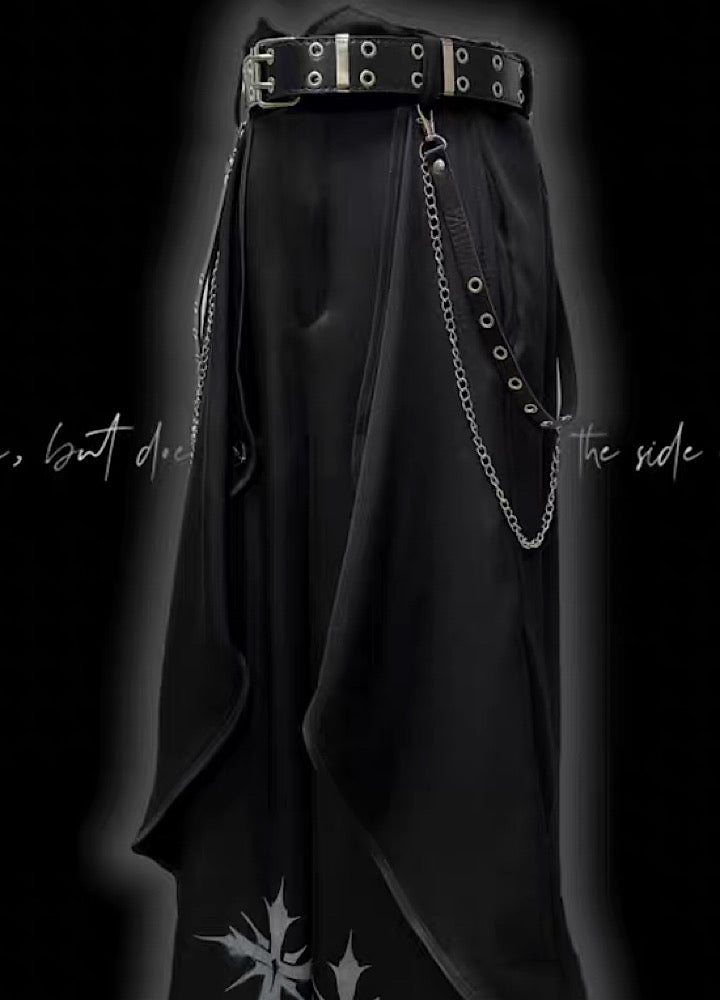 【Miub】Three-dimensional wide silhouette mode black slacks pants  MB0003