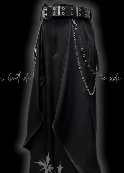 【Miub】Three-dimensional wide silhouette mode black slacks pants  MB0003