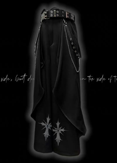 【Miub】Three-dimensional wide silhouette mode black slacks pants  MB0003