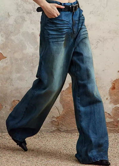 【Yehbyahb】Bloom wide silhouette simple design denim pants  YB0020