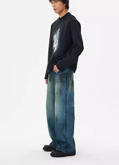 [Yehbyahb] Bloom wide silhouette simple design denim pants YB0020