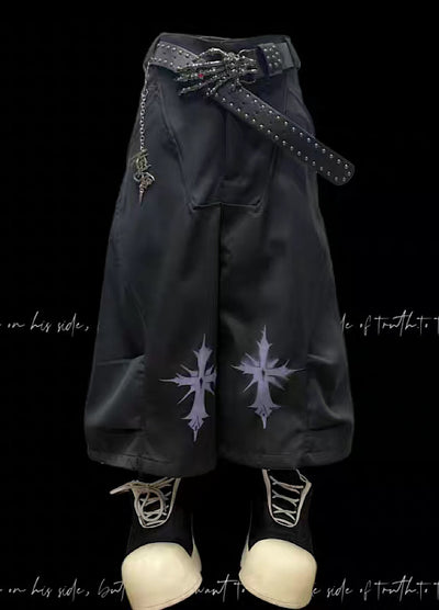 【Miub】Mid-range double cross design slacks and shorts  MB0007