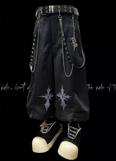 【Miub】Mid-range double cross design slacks and shorts  MB0007