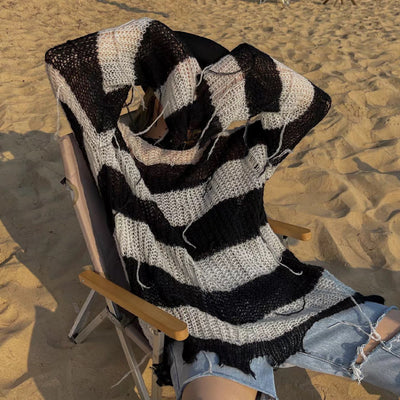【12/11新作】Overdamaged design subculture monotone knit sweater  HL2997