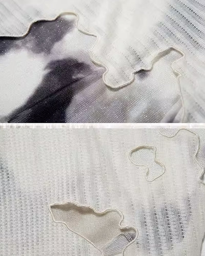 【ARIADNAw】Ruined cloth length asymmetric type T-shirt AD0005
