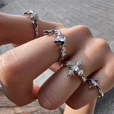 【CHEALIMPID】Sparkling silver-colored basic pearl design ring  CL0025