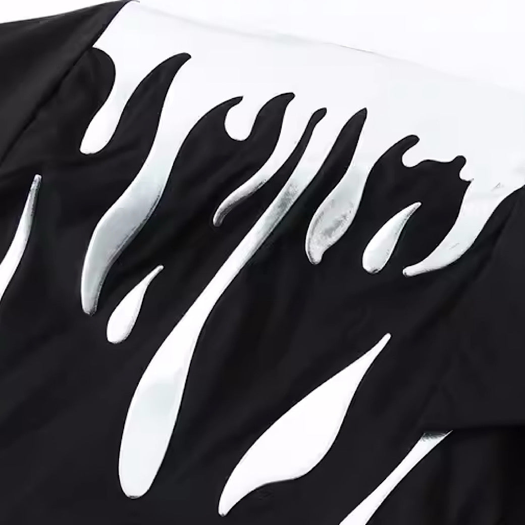 【CUIBUJU】Shoulder silver crimped raindrop design shirt  CB0025