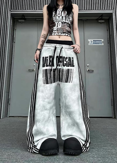 【TR BRUSHSHIFT】Front side line design wide oversized tucked sweatpants  TB0102