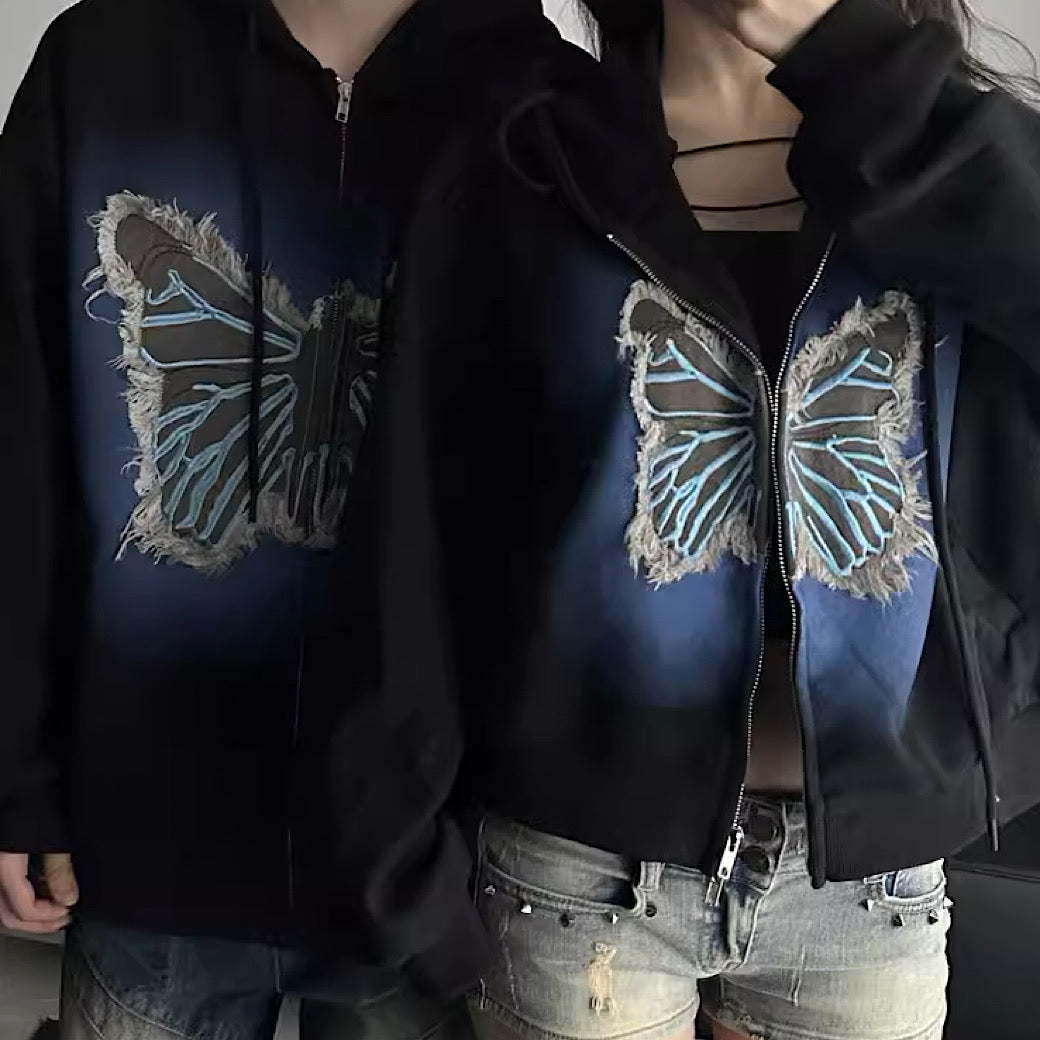 Backlit butterfly design glitch hoodie  HL2963
