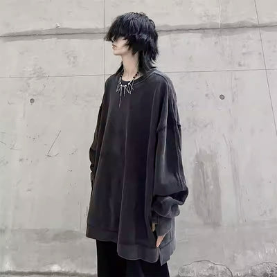 [9/25 New] Dull black color vintage style sweatshirt HL2970