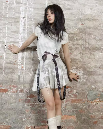 [ARIADNAw] Double suspender type design frill cut skirt AD0003