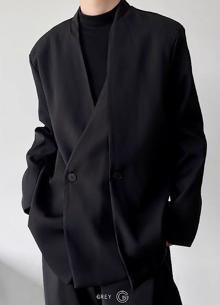 【GREY】Loose silhouette mature design drop mode jacket  GR0015