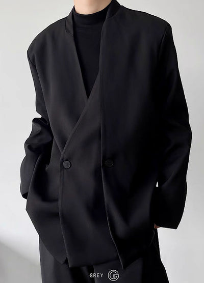 [GREY] Loose silhouette mature design drop mode jacket GR0015
