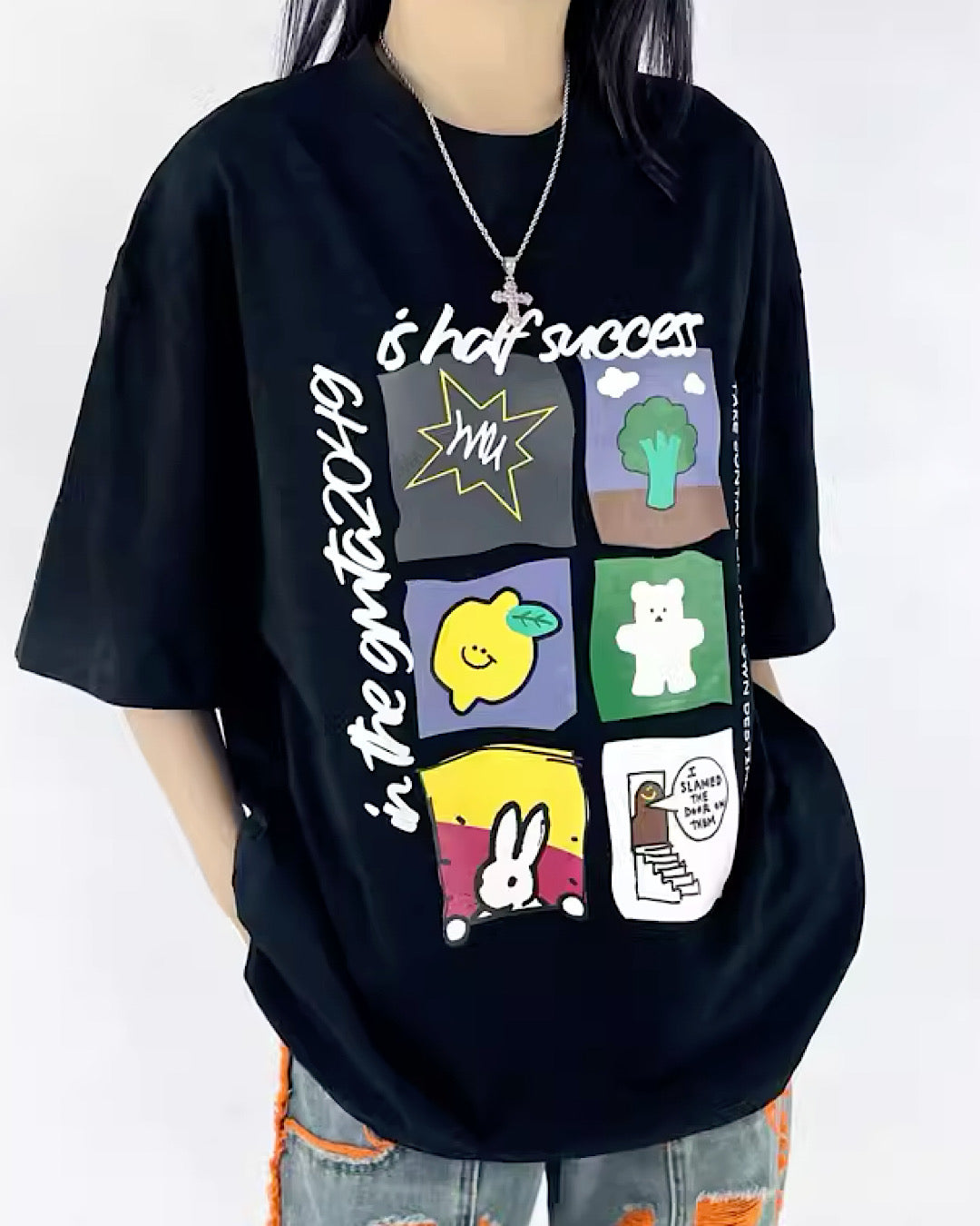 [FREEMEIGE]Pop character front design T-shirt FM0009