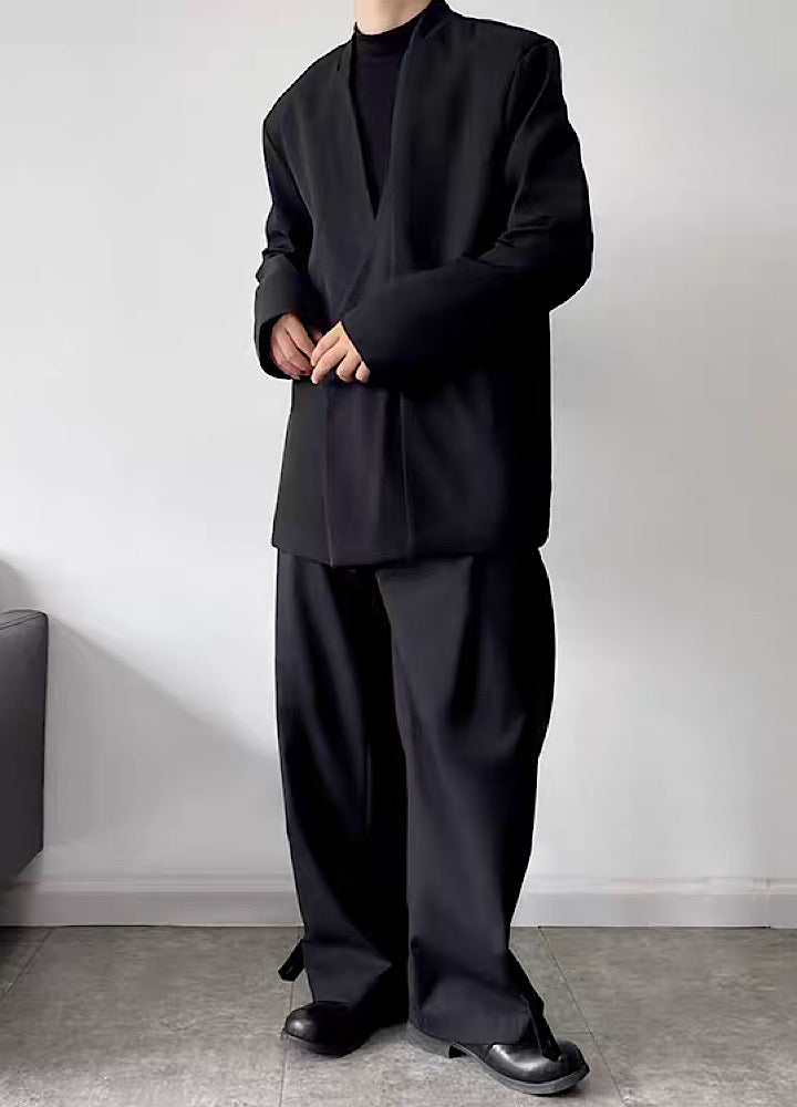 【GREY】Loose silhouette mature design drop mode jacket  GR0015