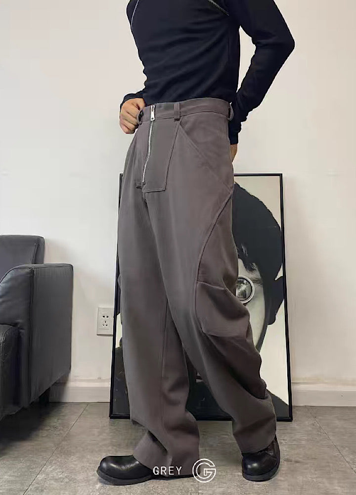 [GREY] Straight silhouette dull color odd over pants GR0019
