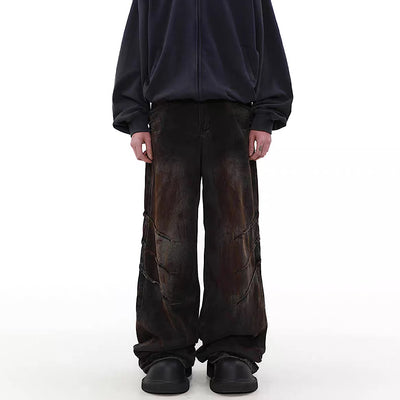 【MR nearly】Claw mark vintage dirty design denim pants  MR0063