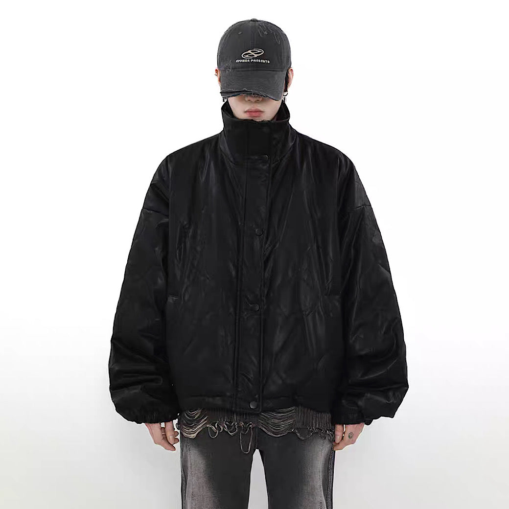 [MR nearly] Basic design black leather overjacket MR0065