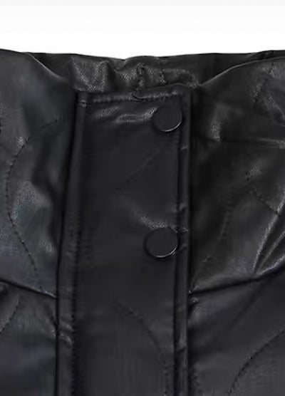 【MR nearly】Basic design black leather overjacket  MR0065