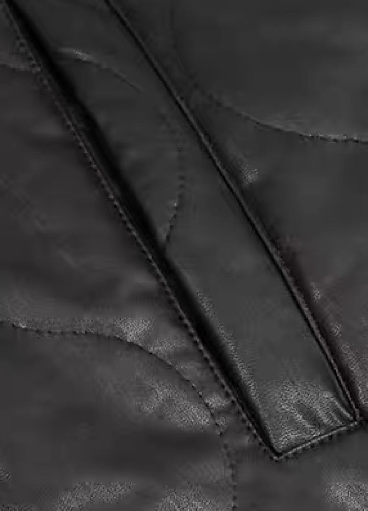 [MR nearly] Basic design black leather overjacket MR0065