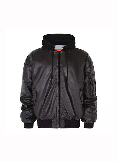 [MR nearly] Cool leather design balloon silhouette over jacket MR0067