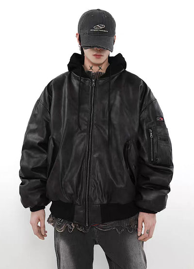 【MR nearly】Cool leather design balloon silhouette over jacket  MR0067
