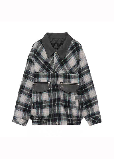 [MR nearly] Balance check design over silhouette jacket MR0068
