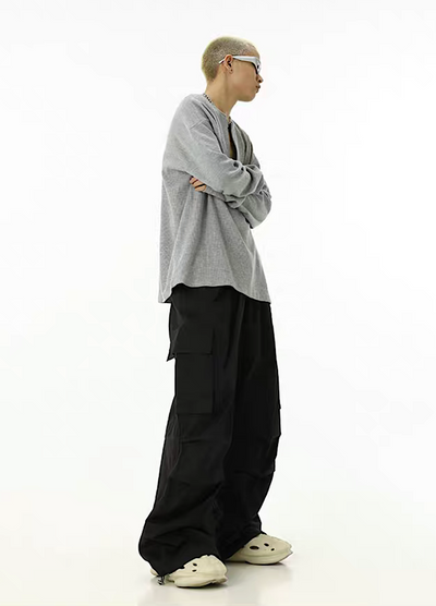 【MEBXX】Loose silhouette cargo-rise design pants  MX0016
