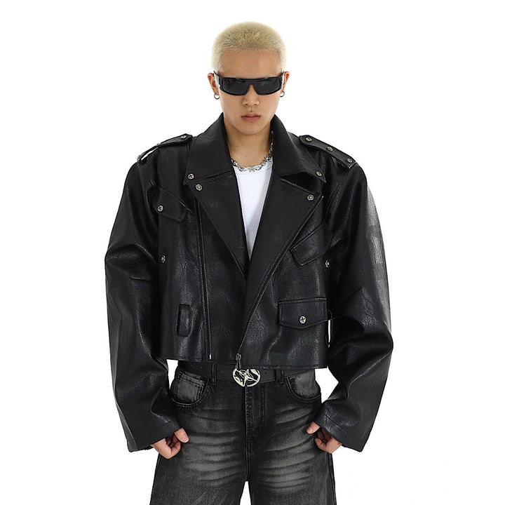 MEBXX】Shoulder line silhouette belted leather jacket MX0018 – HI