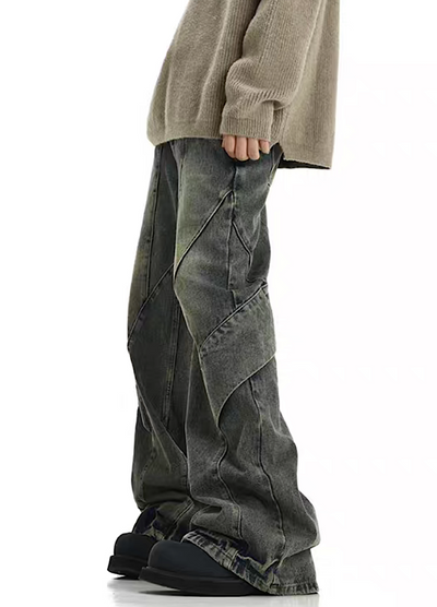 [MEBXX] Dirty design dull color trend wide denim pants MX0019