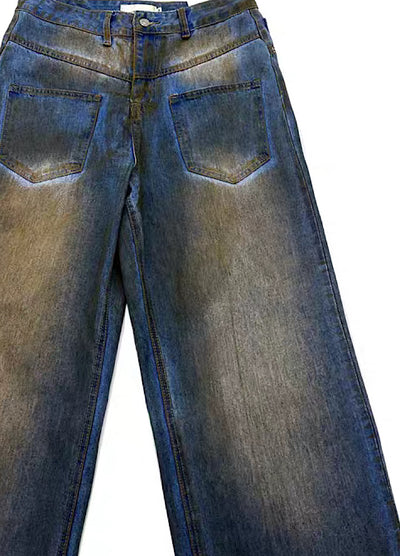 【FATEENG】Glittering washed unique wide denim pants  FG0014