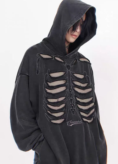 【Mz】Skull Bone Silhouette Design Add Road Hoodie  MZ0017