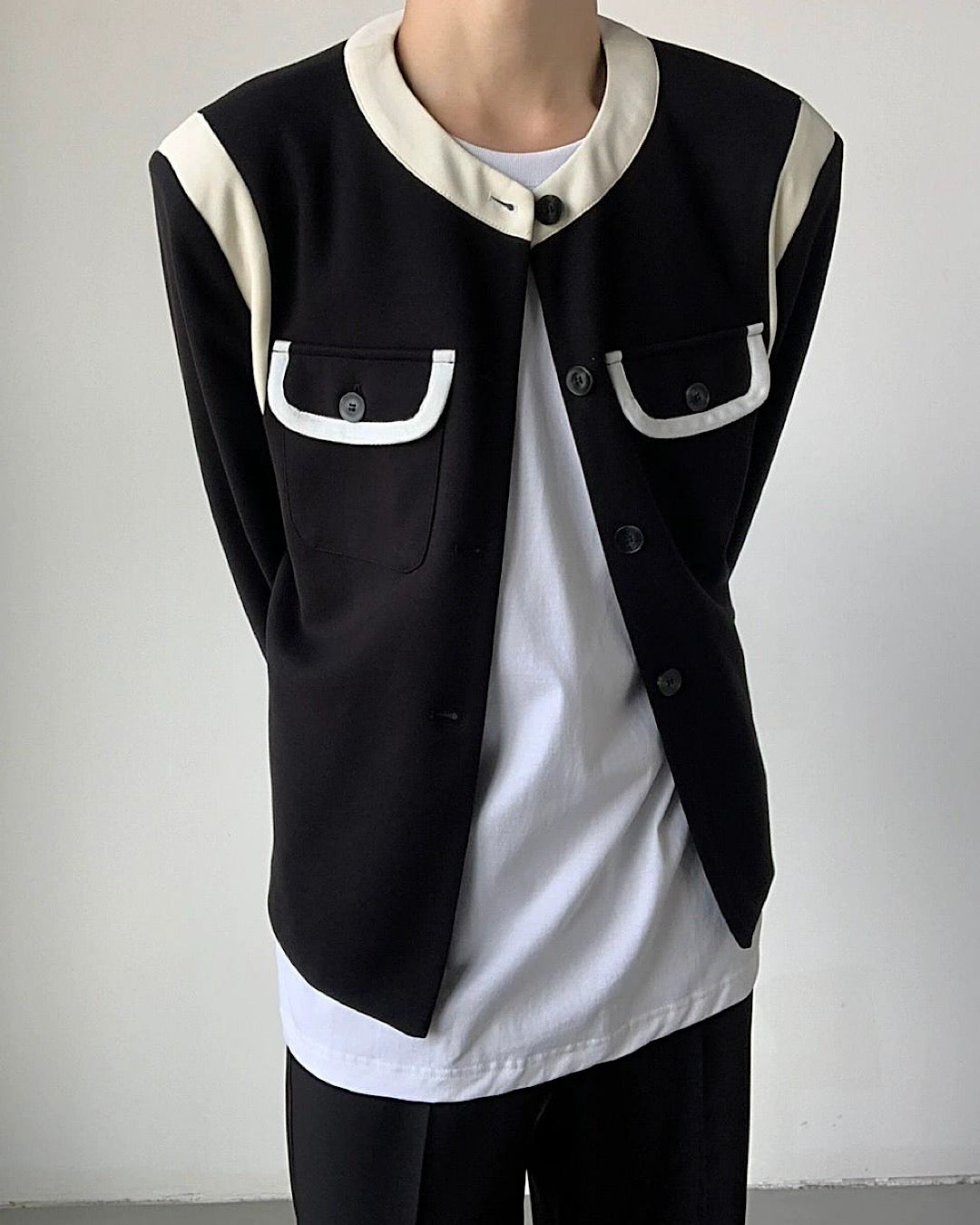 [QUANY]White Line Beautiful Modal Jacket QU0011