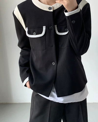 [QUANY]White Line Beautiful Modal Jacket QU0011