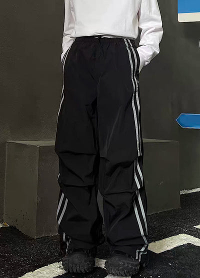 【H GANG X】Tuck rain silhouette double line sporty pants  HX0024