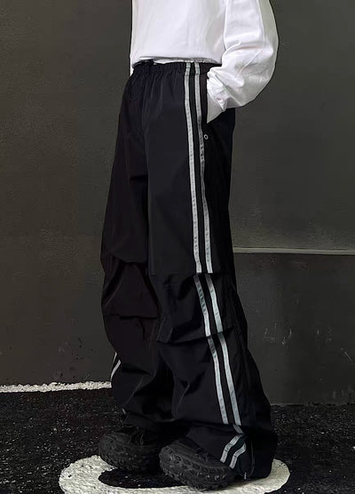 [H GANG X] Tuck rain silhouette double line sporty pants HX0024