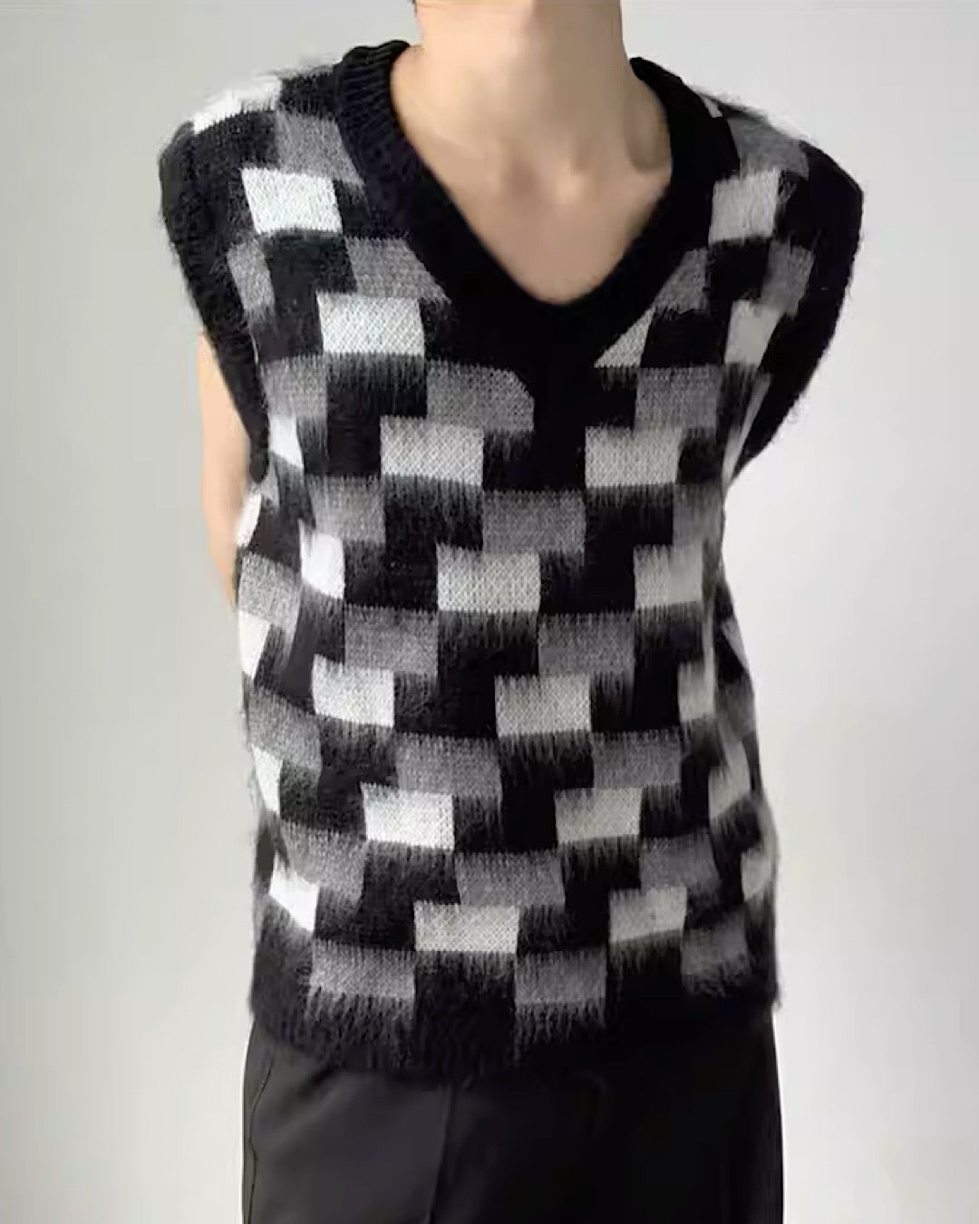 【QUANY】Monochrome design simple coloring vest  QU0013