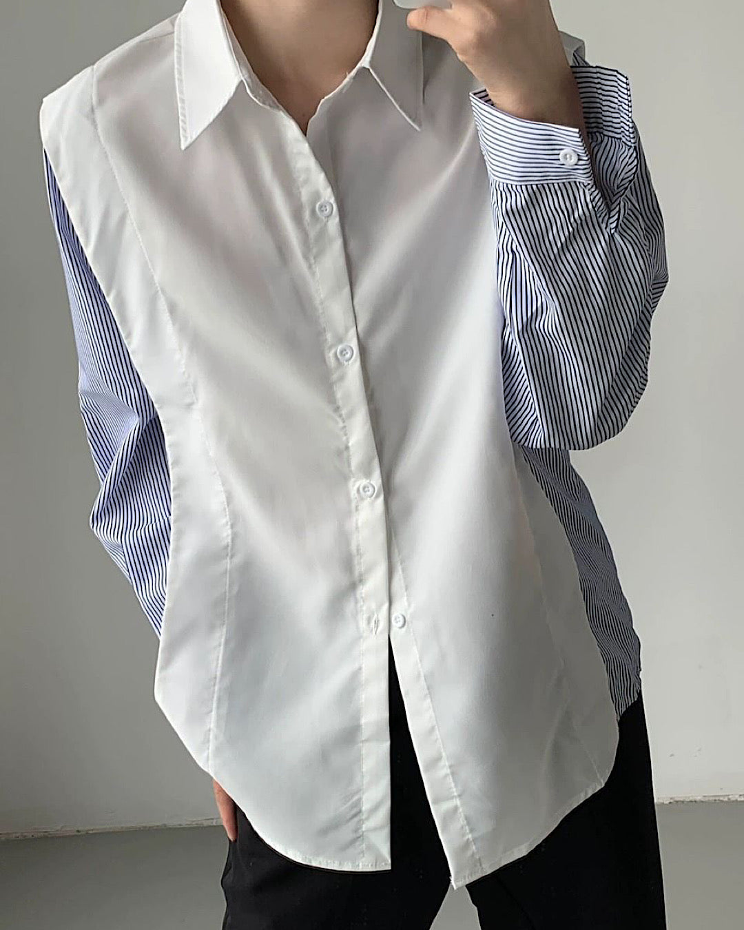 【QUANY】Double design special gimmick vest shirt  QU0014