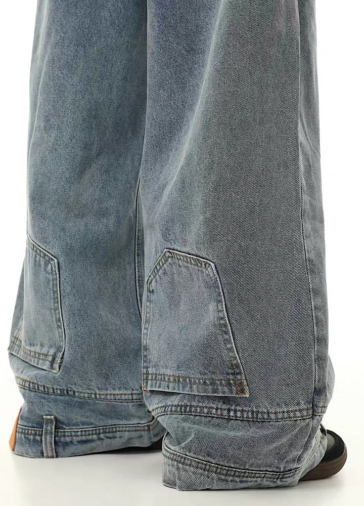 [H GANG X] Inverted silhouette basic natural wide denim pants HX0025