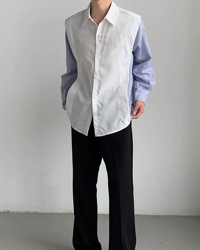 【QUANY】Double design special gimmick vest shirt QU0014
