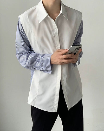 【QUANY】Double design special gimmick vest shirt QU0014