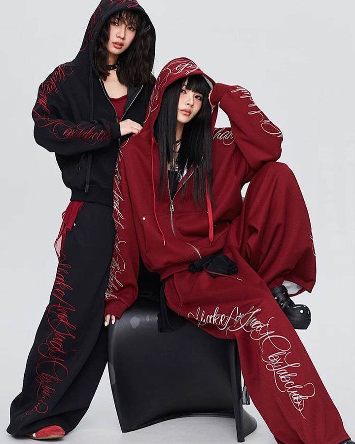 CBXLAB】Initials-lined design red and black color set-up CA0001