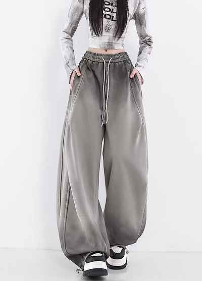 【10/4新作】Fully washed wide silhouette vintage basic sweatpants  HL3206