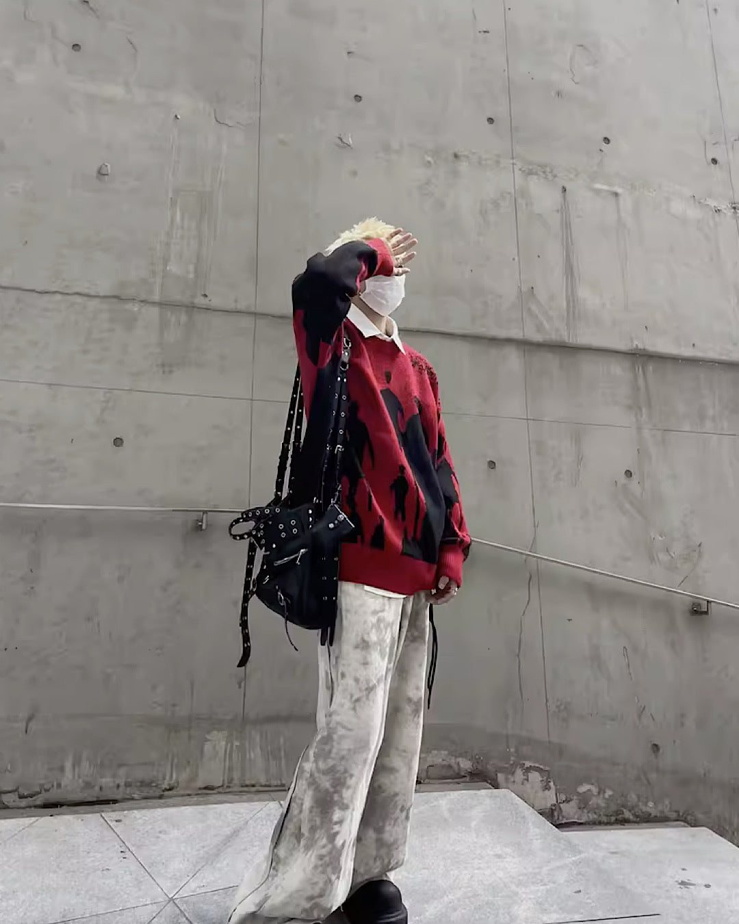 【MAXDSTR】Shadow silhouette double coloring design knit  MD0082