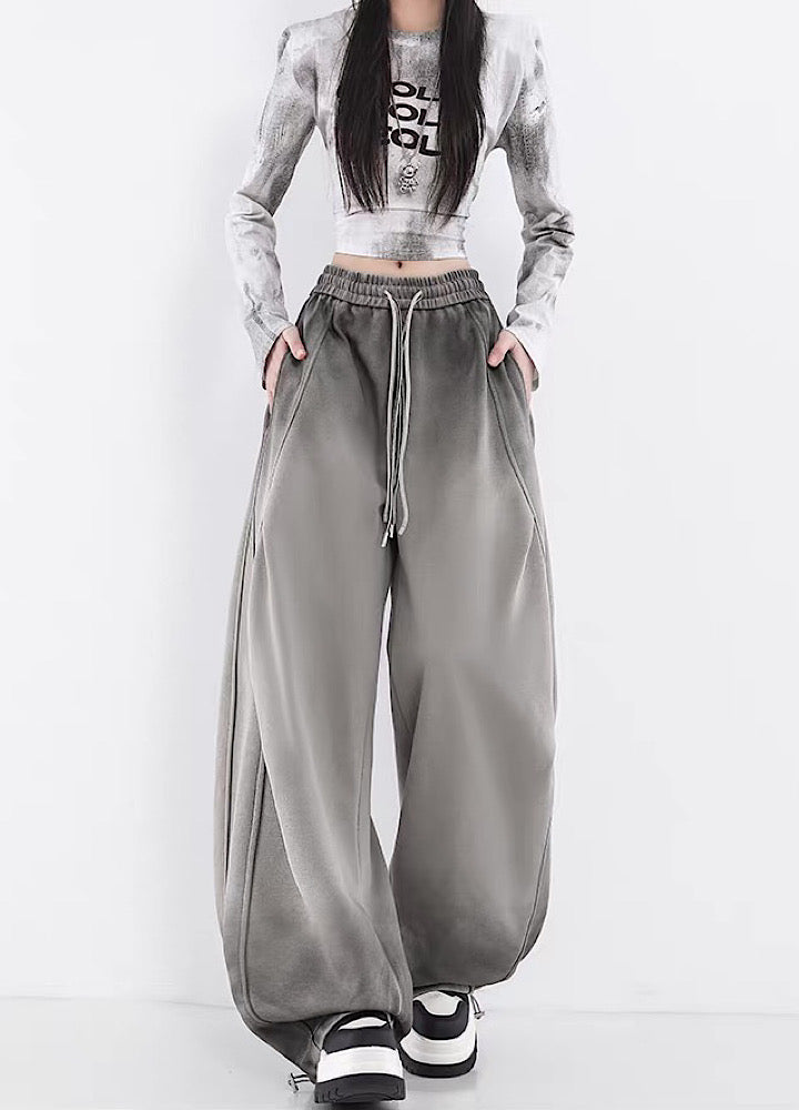【10/4新作】Fully washed wide silhouette vintage basic sweatpants  HL3206