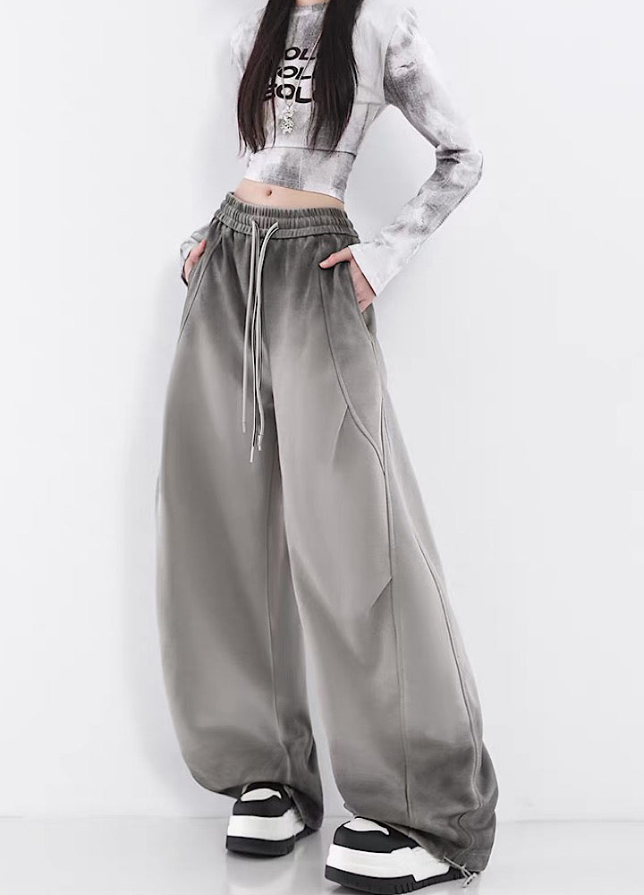 【10/4新作】Fully washed wide silhouette vintage basic sweatpants  HL3206