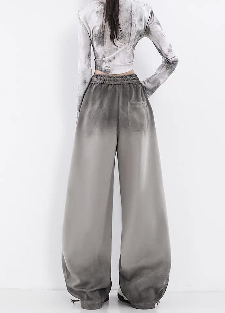【10/4新作】Fully washed wide silhouette vintage basic sweatpants  HL3206
