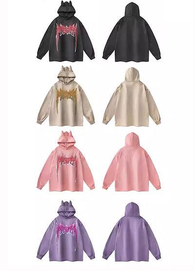 【NIHAOHAO】Subculture Initial Design Shard Glaser Devil Hoodie  NH0063