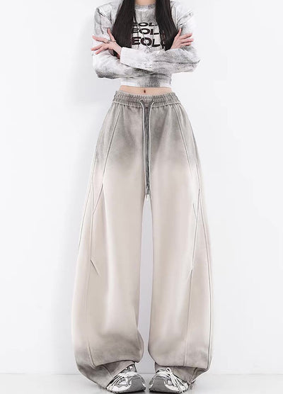 【10/4新作】Fully washed wide silhouette vintage basic sweatpants  HL3206